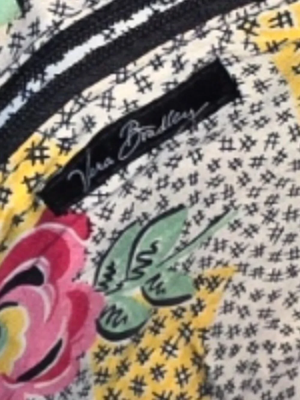 Vera Bradley Tote Quilted Black Floral Lining Grandma Core Crafty Ladies Classic - Picture 4 of 11